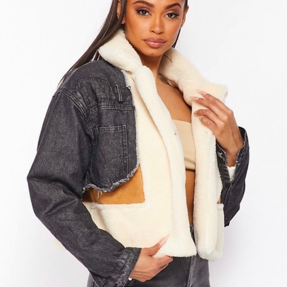 Dark Was Denim Jacket with Teddy Sherpa - Picture 1 of 5
